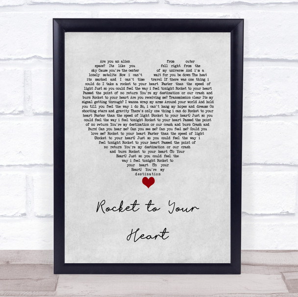 Danger Danger Rocket to Your Heart Grey Heart Song Lyric Print