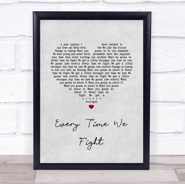 The Milk (band) Every Time We Fight Grey Heart Song Lyric Print