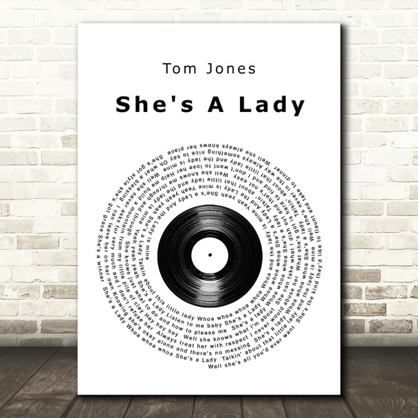 Tom Jones She's A Lady Vinyl Record Song Lyric Quote Print