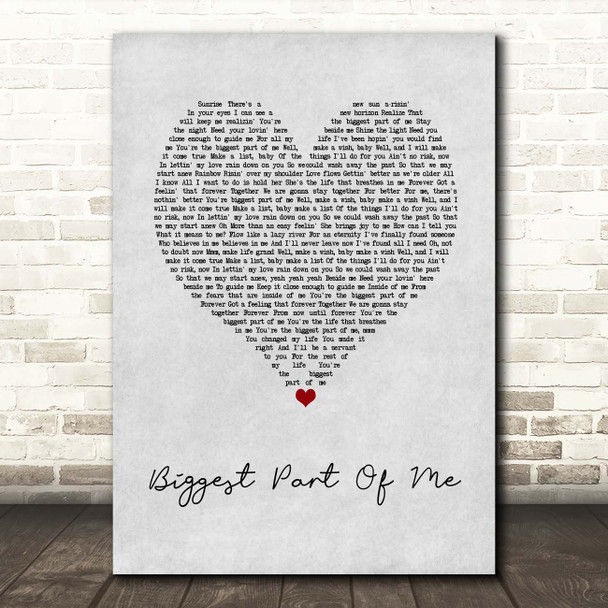 Ambrosia Biggest Part Of Me Grey Heart Song Lyric Print