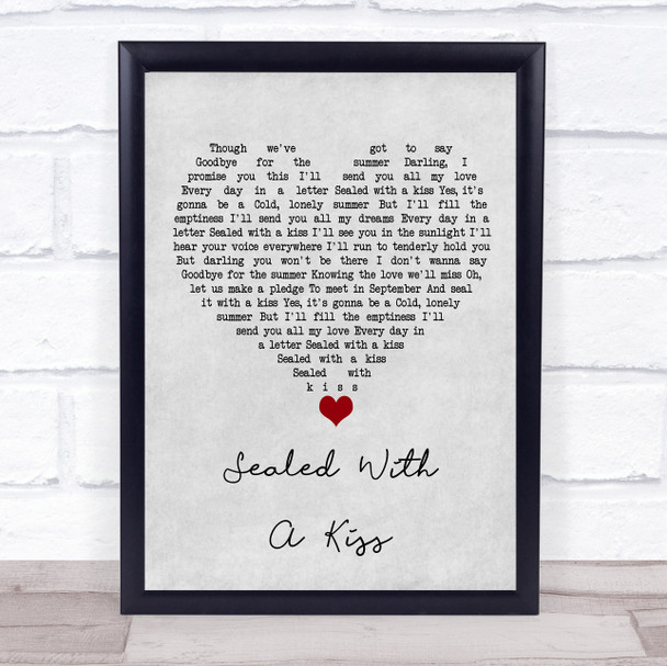 Jason Donovan Sealed With A Kiss Grey Heart Song Lyric Print