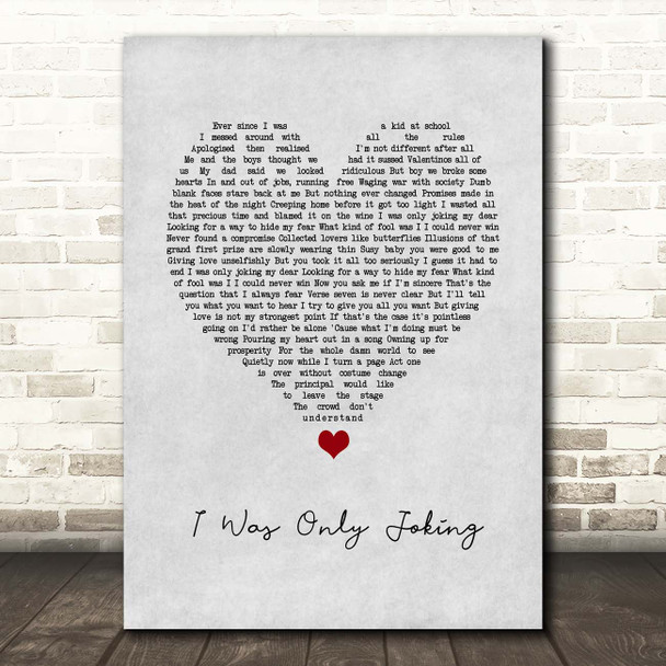 Rod Stewart I Was Only Joking Grey Heart Song Lyric Print