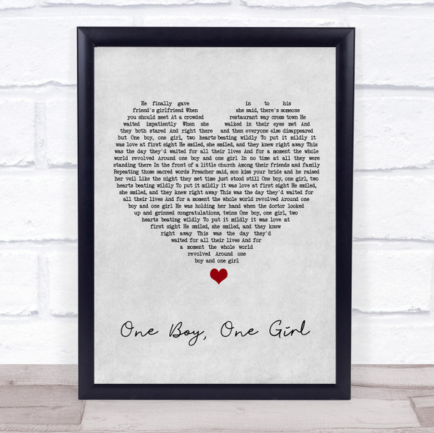 Collin Raye One Boy, One Girl Grey Heart Song Lyric Print