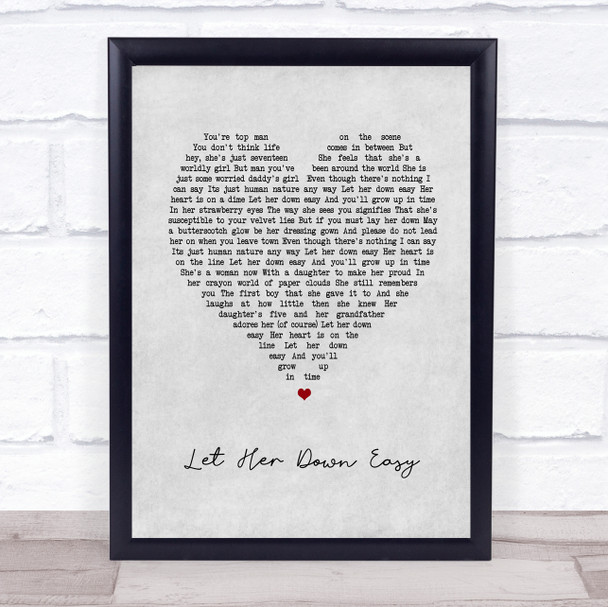 George Michael Let Her Down Easy Grey Heart Song Lyric Print
