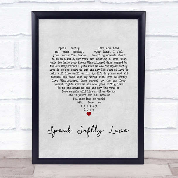 Andy Williams Speak Softly Love Grey Heart Song Lyric Print