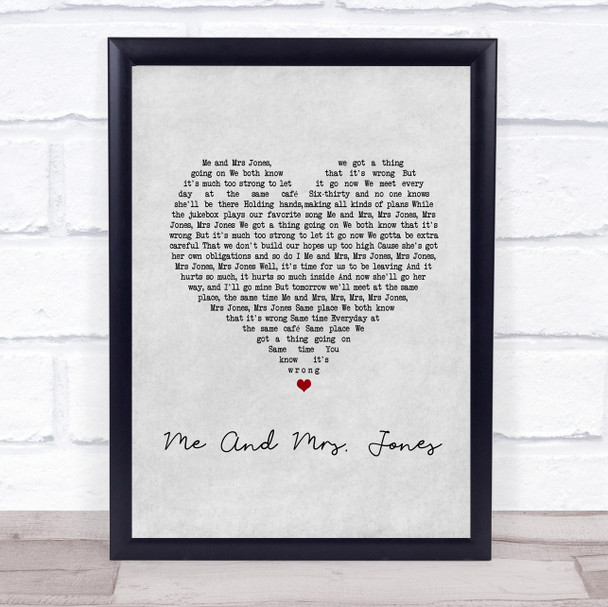 Michael Buble Me And Mrs. Jones Grey Heart Song Lyric Print