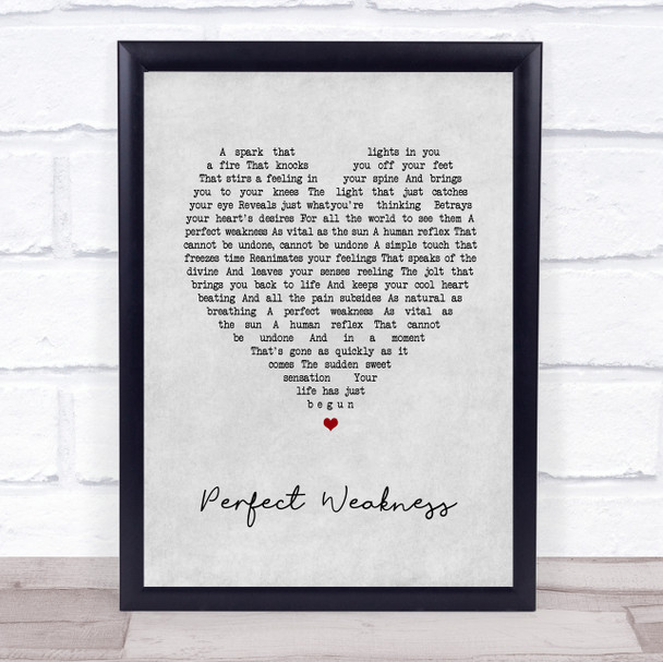 DIVISIONS Perfect Weakness Grey Heart Song Lyric Print