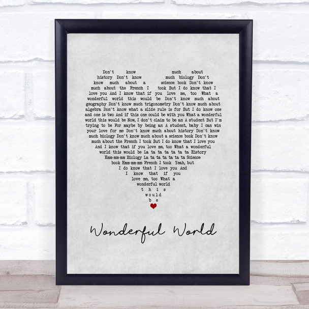 Sam Cooke Wonderful World Grey Heart Song Lyric Print