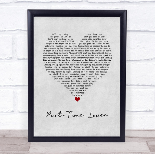 Stevie Wonder Part-Time Lover Grey Heart Song Lyric Print