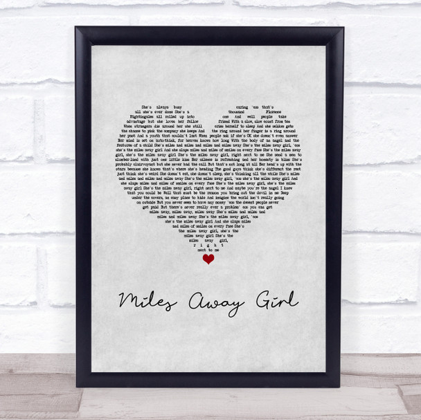 The Wildhearts Miles Away Girl Grey Heart Song Lyric Print