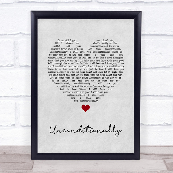 Katy Perry Unconditionally Grey Heart Song Lyric Print
