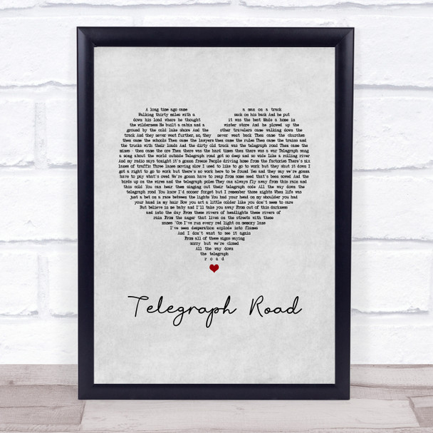 Dire Straits Telegraph Road Grey Heart Song Lyric Print