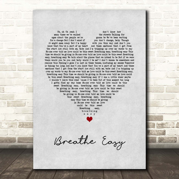 Sugababes Breathe Easy Grey Heart Song Lyric Print