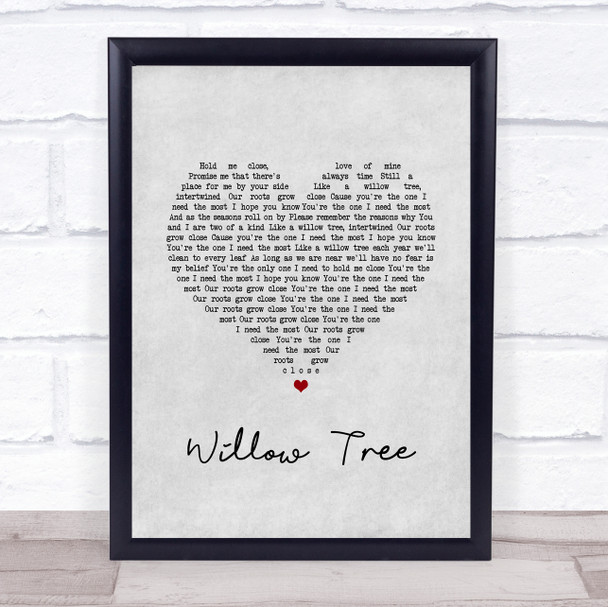Tom Speight Willow Tree Grey Heart Song Lyric Print