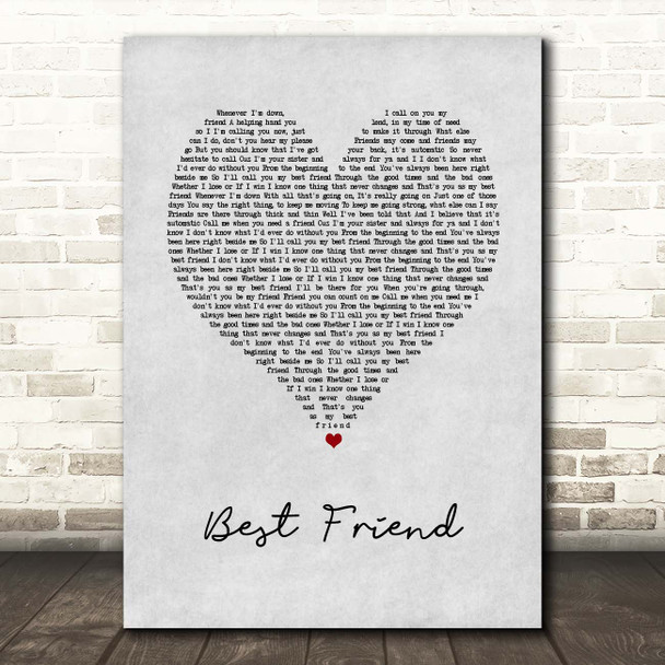 Brandy Best Friend Grey Heart Song Lyric Print