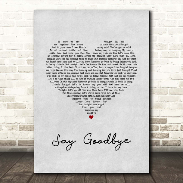 Dave Matthews Band Say Goodbye Grey Heart Song Lyric Print