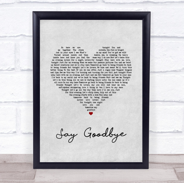 Dave Matthews Band Say Goodbye Grey Heart Song Lyric Print