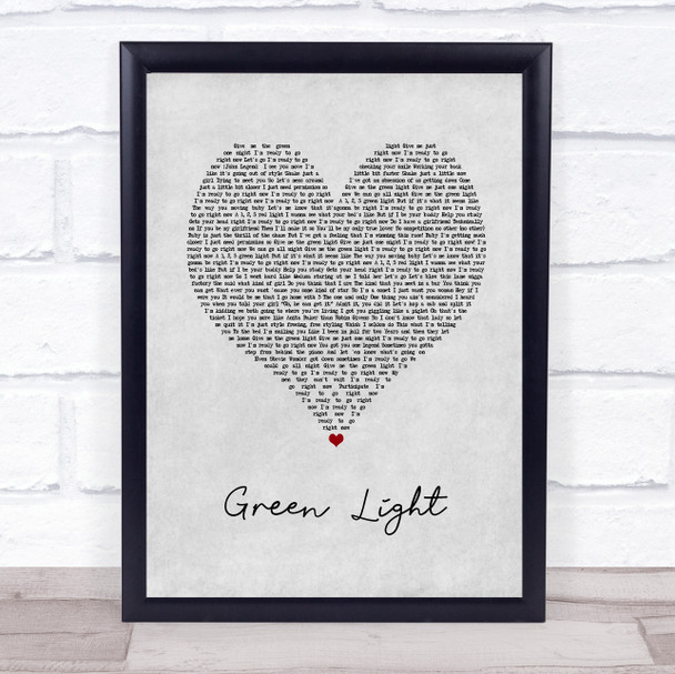 John Legend Green Light Grey Heart Song Lyric Print