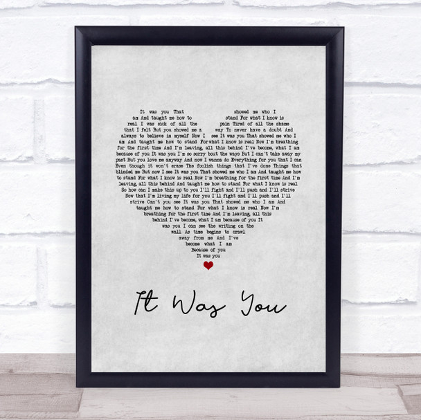 12 Stones It Was You Grey Heart Song Lyric Print