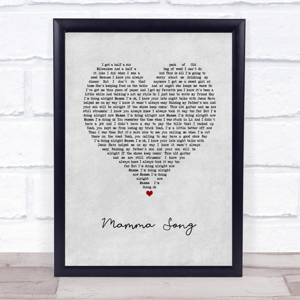 Cody Jinks Mamma Song Grey Heart Song Lyric Print