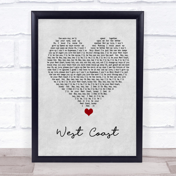 Imagine Dragons West Coast Grey Heart Song Lyric Print