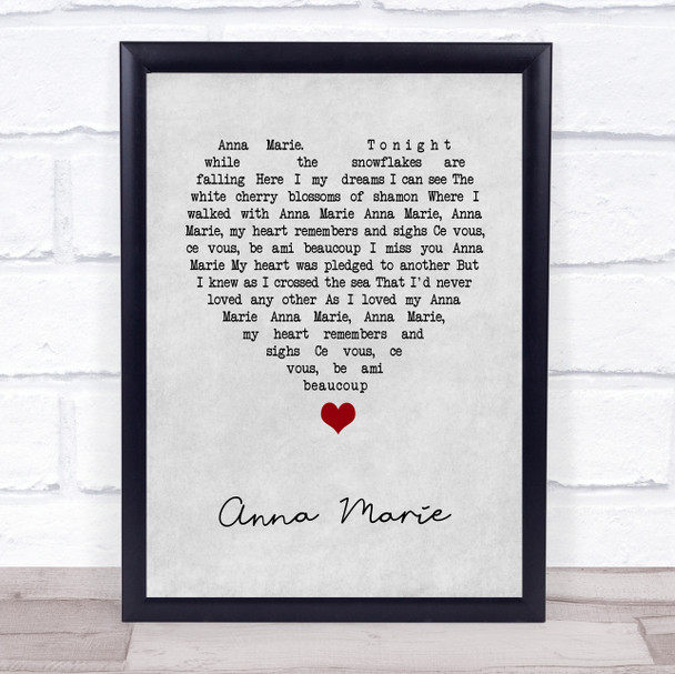 Jim Reeves Anna Marie Grey Heart Song Lyric Print