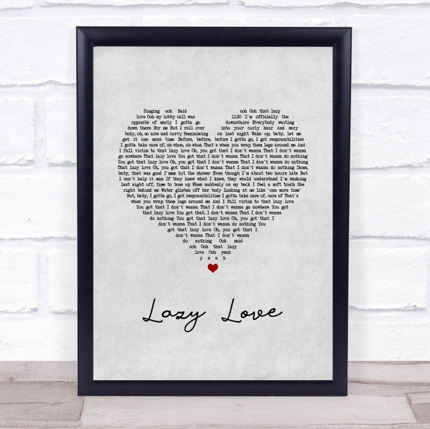 Ne-Yo Lazy Love Grey Heart Song Lyric Print