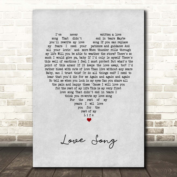 Pink Love Song Grey Heart Song Lyric Print