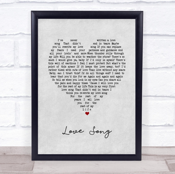 Pink Love Song Grey Heart Song Lyric Print