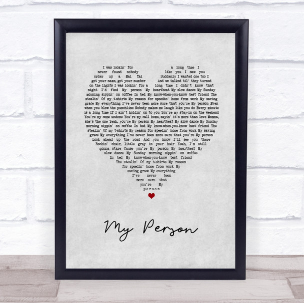 Spencer Crandell My Person Grey Heart Song Lyric Print