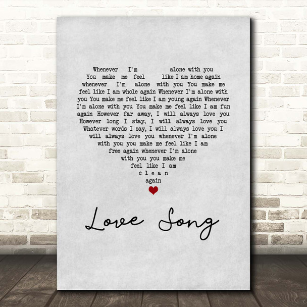 The Cure Love Song Grey Heart Song Lyric Print