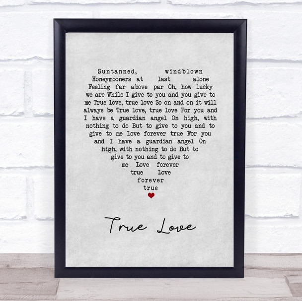 Bing Crosby True Love Grey Heart Song Lyric Print