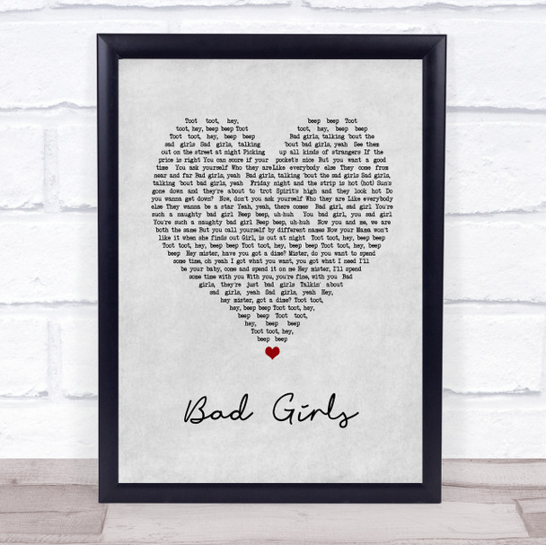 Donna Summer Bad Girls Grey Heart Song Lyric Print