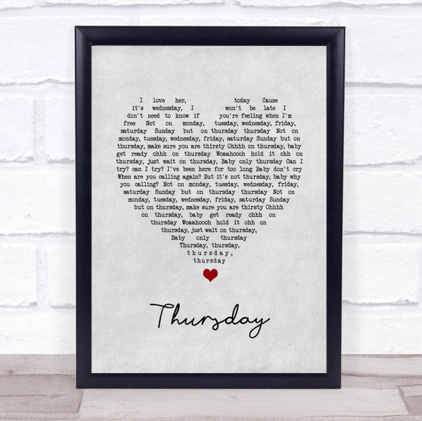 The Weeknd Thursday Grey Heart Song Lyric Print