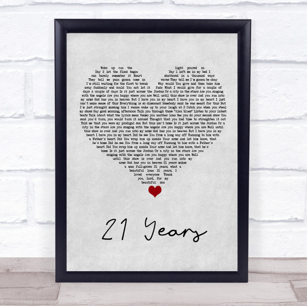 tobyMac 21 Years Grey Heart Song Lyric Print