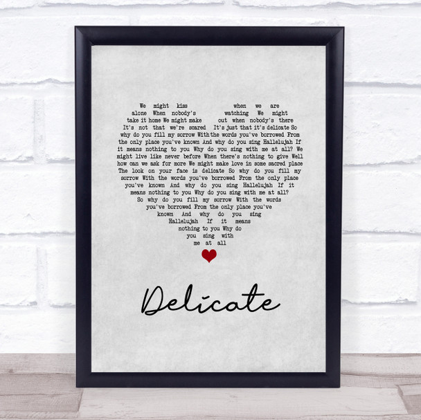Damien Rice Delicate Grey Heart Song Lyric Print