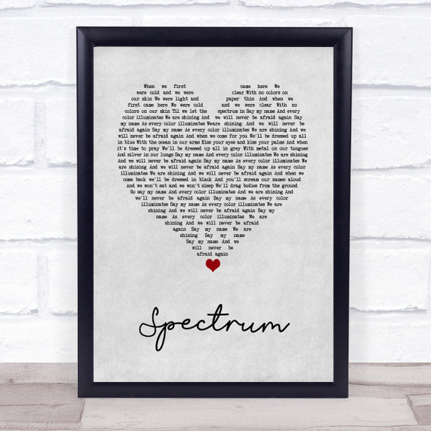 Florence + The Machine Spectrum Grey Heart Song Lyric Print