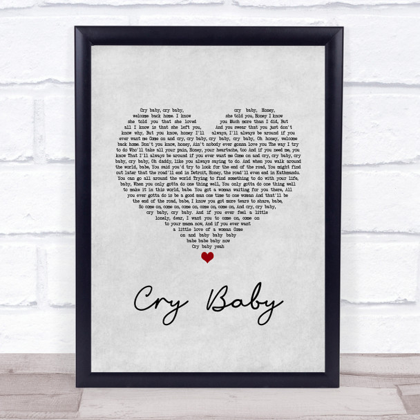 Janis Joplin Cry Baby Grey Heart Song Lyric Print