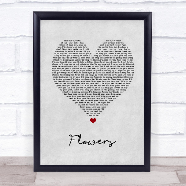 Nathan Dawe Flowers Grey Heart Song Lyric Print