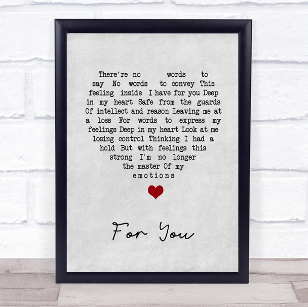Tracy Chapman For You Grey Heart Song Lyric Print