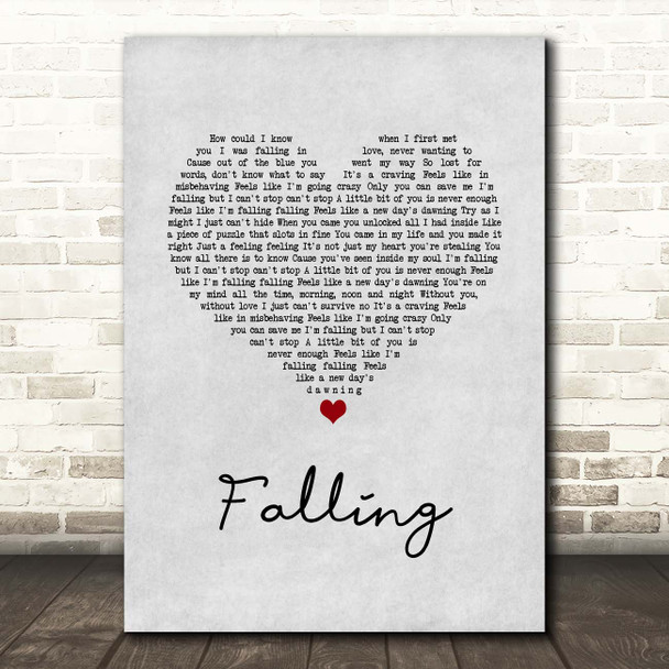 Gabrielle Falling Grey Heart Song Lyric Print