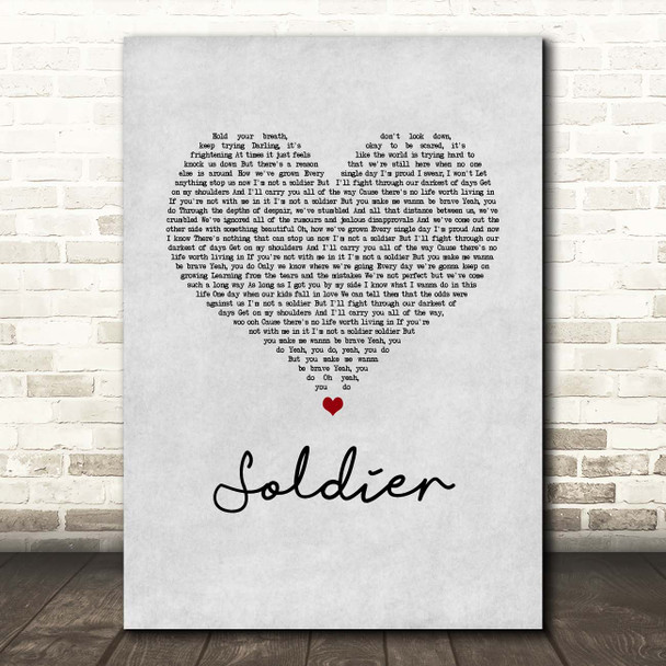 James TW Soldier Grey Heart Song Lyric Print