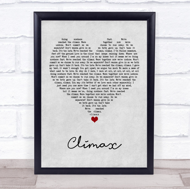 Usher Climax Grey Heart Song Lyric Print