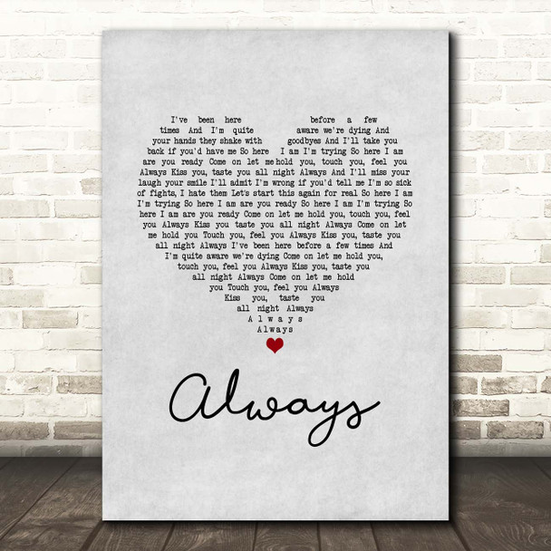 Blink-182 Always Grey Heart Song Lyric Print