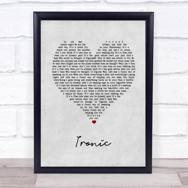 Alanis Morissette Ironic Grey Heart Song Lyric Print