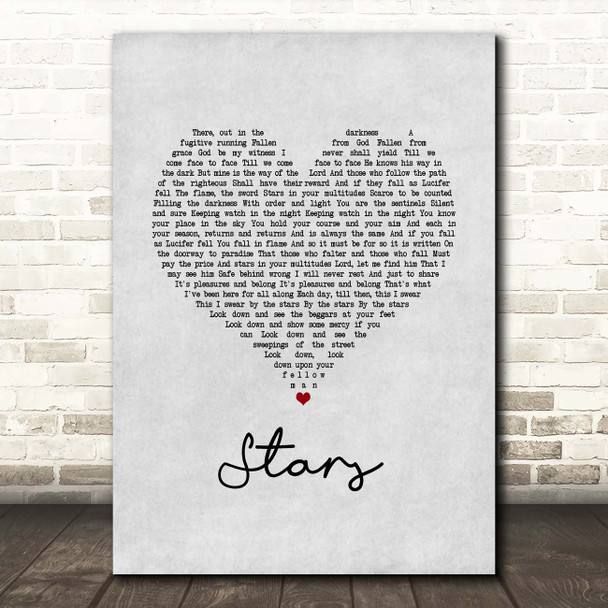 Collabro Stars Grey Heart Song Lyric Print