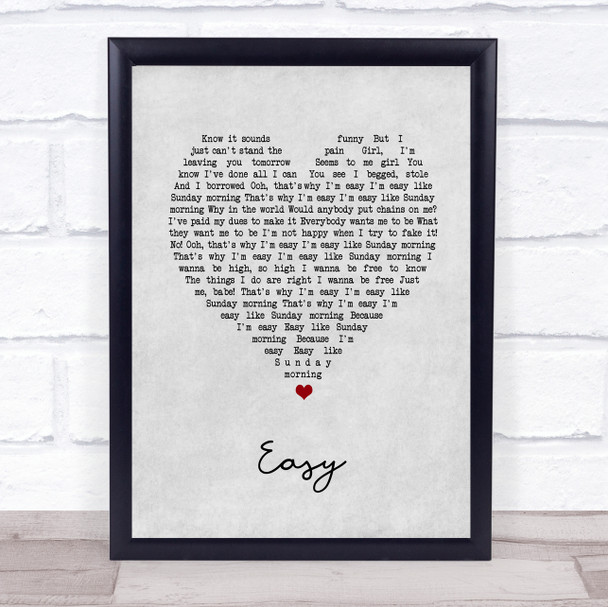 The Commodores Easy Grey Heart Song Lyric Print