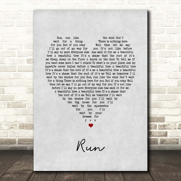 Stephen Fretwell Run Grey Heart Song Lyric Print