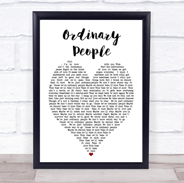 Ordinary People John Legend Heart Song Lyric Quote Print