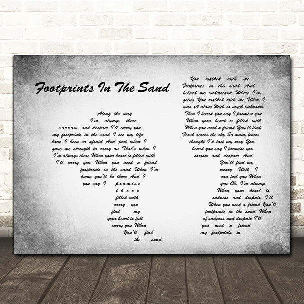 Leona Lewis Footprints In The Sand Man Lady Couple Grey Song Lyric Print